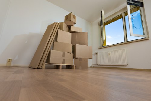 Packed household items ready for collection in Sutton