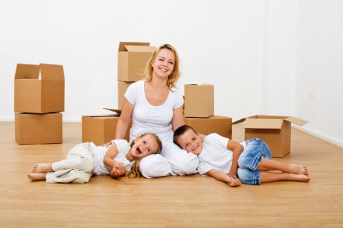 Business removal van service in Sutton with boxes and equipment